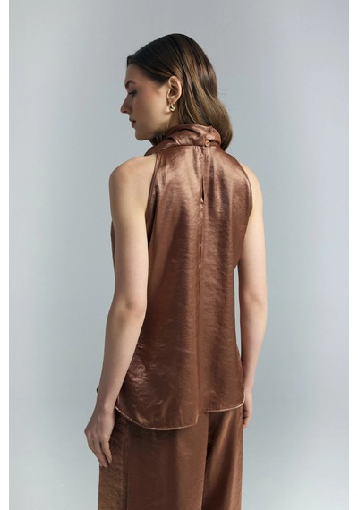 Sateen Aura Bluz Kahverengi