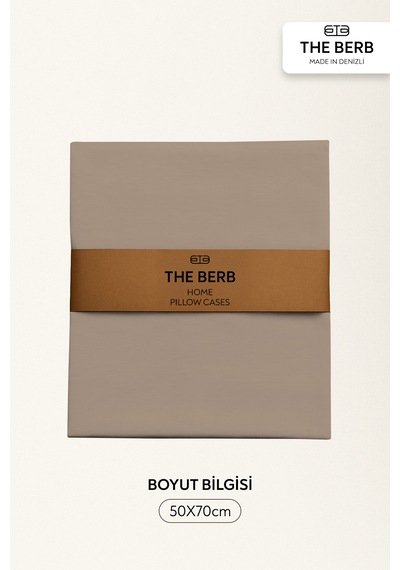 The Berb 2'li Penye Yastık Kılıfı Seti %100 Pamuk 50 X 70 Fermuarlı Vizon