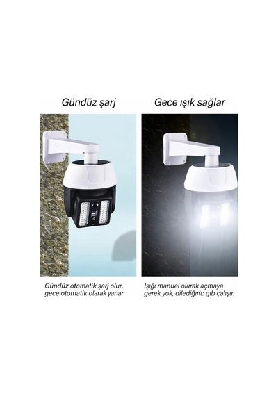 44 Led Sensörlü Solar Lamba 3 Modlu Bahçe Aydınlatma Kumandalı Ip65 Su Geçirmez Duvar Lambası Beyaz