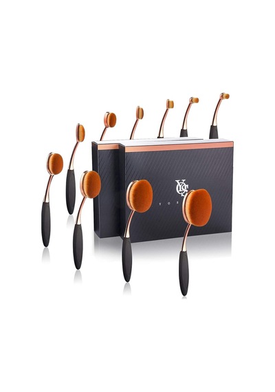Tr Makyaj Fırça Seti 10 Adet Profesyonel Oval Diş Fırçası Fondöten Kontur Pudra Allık Conceler Eyeliner Karışt