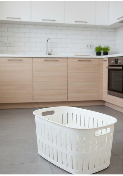 Premium 40 Litre Çamaşır Selesi - Beyaz Ergonomik Kirli Sepeti - Esnek Ve Dayanıklı Beyaz - 838186706 Beyaz