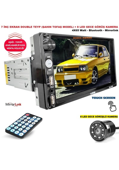 7 İnç Ekran Double Teyp Şahın Tofaş Model +8led Gece Görüş Kamera
