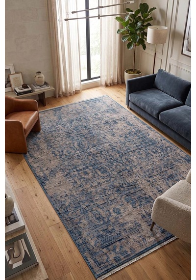 Hoom Rugs Otantik 2610 Mavi Vintage Desenli Salon Halısı