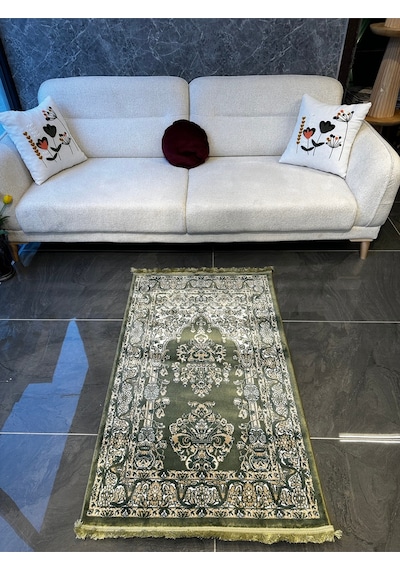 Seccade Dokuma Halı Seccade Püsküllü 80x125 Haki