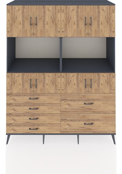 Kronos Gardrop 8 Raflı 6 Çekmeceli 8 Kapaklı 176x59x221 Antrasit-çam Çam Kronos Gardrop 8 Raflı 6 Çekmeceli 8 Kapaklı 176x59x221 Antrasit-çam Çam