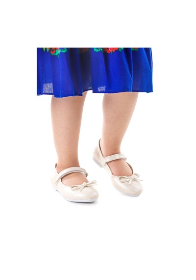 Kiko Kids Barbe Fiyonklu Cırtlı Kız Çocuk Babet Ayakkabı Sedef Sedef