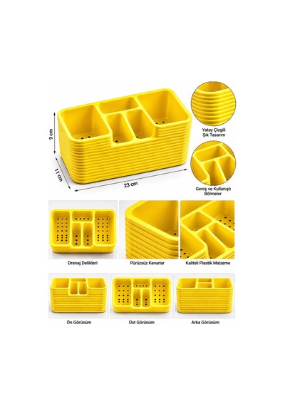 Modern Diş Fırçası Diş Macunu Vb. Çok Amaçlı Organizer 3 D Tasarım Sarı Sarı