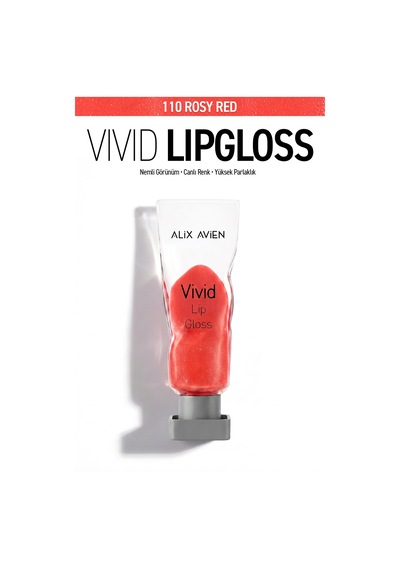 Parlak Bitişli Nemlendirici E Vitaminli Dudak Parlatıcı - Vivid Lipgloss 110 Rosy Red Kırmızı