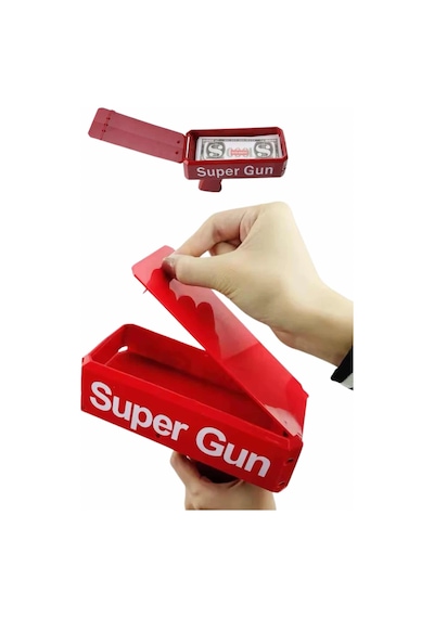 Kırmızı Parti Oyuncağı Para Saçma Fırlatma Tabancası Makinesi Super Money 1