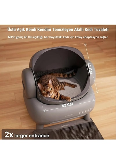 Neakasa M1 Plus Üstü Açık Akıllı Full Otomatik Kedi Tuvaleti UV Koku Önleyici App Kontrollü