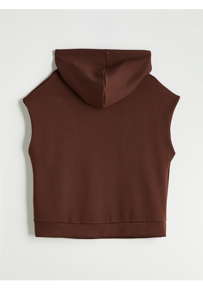 Lcw Modest Kahverengi Kanguru Cepli Kadın Hoodie