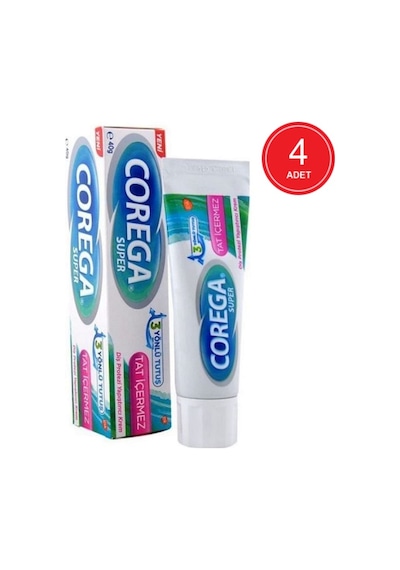 Corega Super Tat İçermez Diş Protezi Yapıştırıcı Krem 40 G x  4 Paket