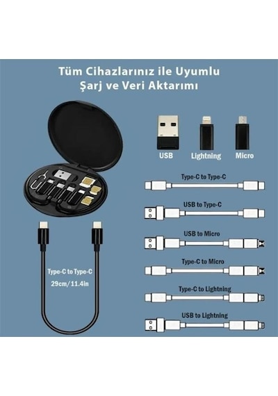 Polham 6İN1 60 W Type-C - Lightning - Dönüştürücü - Sim Aparatlı Seyahat Seti 001