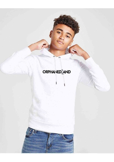 Tshirthane Orphaned Land Logo Baskılı Unisex Çocuk Kapüşonlu Beyaz Sweat (528613293)
