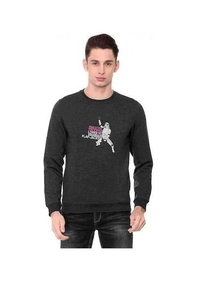 St Stormtrooper Baskılı Füme Antrasit Erkek Örme Sweatshirt