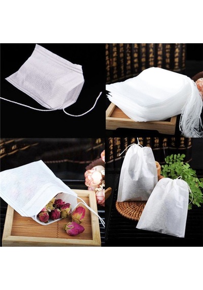 Love Yaprak Tay Infuser Seti Kapak Ahşap Kaşık Boş Drawstring File Torba Tea Drain Lid Diğer