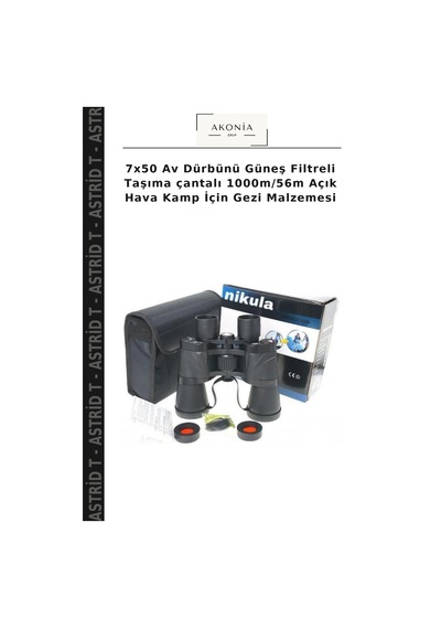 7x50 Av Dürbünü Güneş Filtreli Taşıma Çantalı 1000m/56m Açık Hava Kamp İçin Gezi Malzemesi Çok Renkli