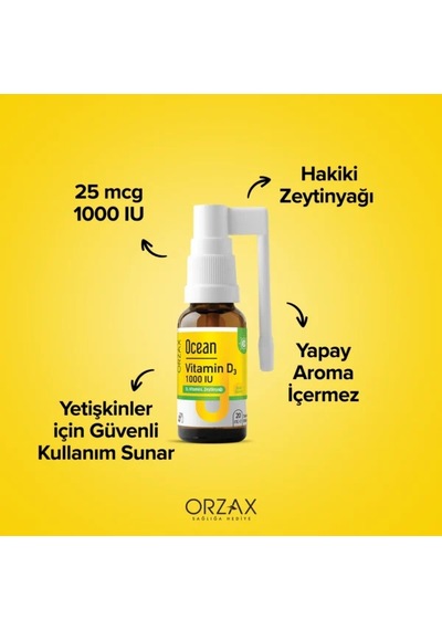 Ocean Vitamin D3 1000 Iu Oral Sprey 20 Ml 2 Adet