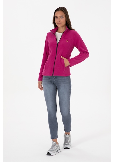 U.S. Polo Assn. Kadın Fuşya Fermuarlı Dik Yaka Polar Sweatshirt 50316729-VR023