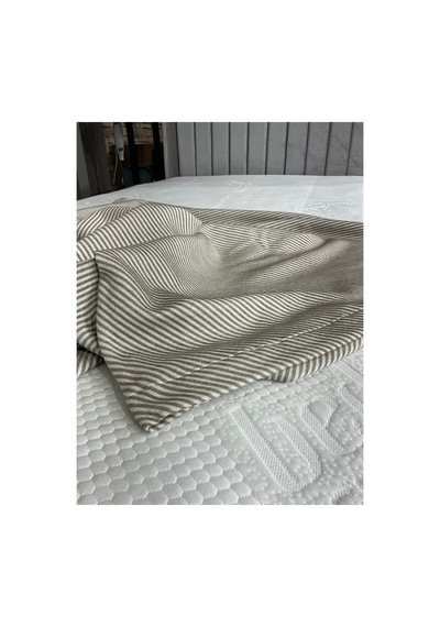 Alfa Sinek Kovan Soft Keten Pamuk Pike Yatak Örtüsü Bebek Boy 110 120cm Kahve Kahve