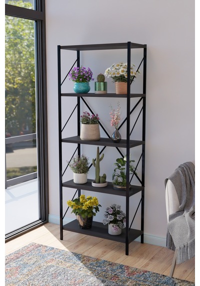 Titan Saksılık Saksı Çiçek Standı Rafı Dekoratif Çok Amaçlı Saksılık 150x60cm Antrasit Gri