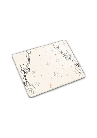 Decorita Cam Kesme Tahtası|Krem Geyikli|29cm x 34cm