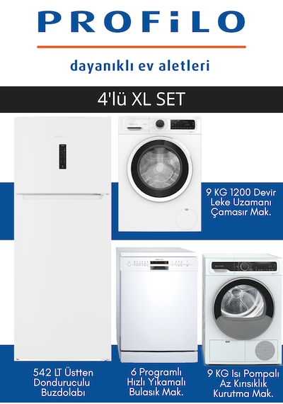 Profilo BD2076WEXN - CGA242X3TR - KM9611CTR - BM6320MA 4'lü XL Beyaz Eşya Set