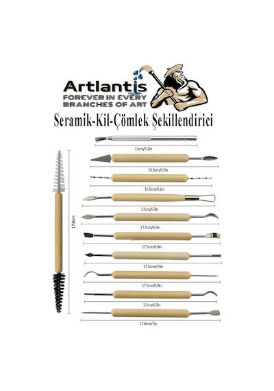 Seramik Ve Çömlek Şekillendirme Seti Ebeşuar 16 Parça 1 Paket Kil Modelaj Modelleme Heykel Şekillendirici Hobi Sanatsal
