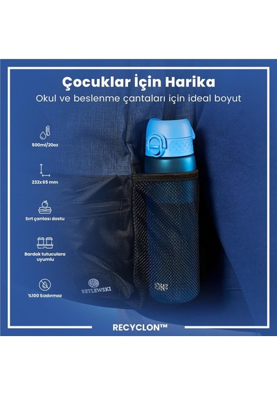 Ion8 - İnce Suluk - Mavi - 500 Ml - Sızdırmaz - Bpa İçermeyen