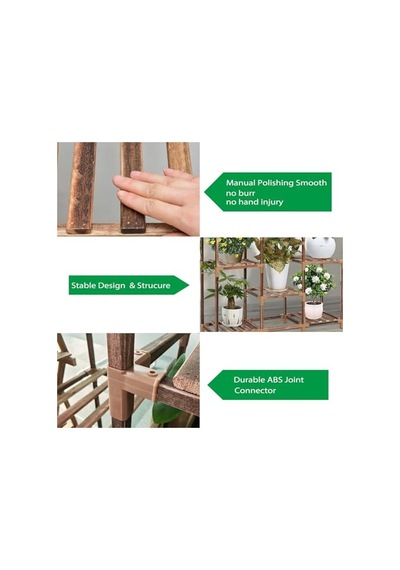 Ahşap Bitki Standı 7 Katlı Çiçek Rafı, Yüksek Sıcaklıkta Karbonize Edilmiş Dayanıklı Ahşap, Balkon, Salon Ve Bahçe Dekoru İçin Çok Katlı Saksılık, Dekorasyon Dıy