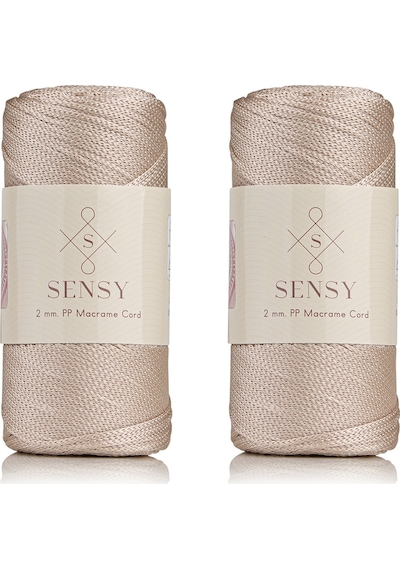 Premium 400 Gr Polyester Makrome Ipi 2 Mm 2li Set Sütlü Kahve Makrame Ip Supla Çanta Ipi No:4