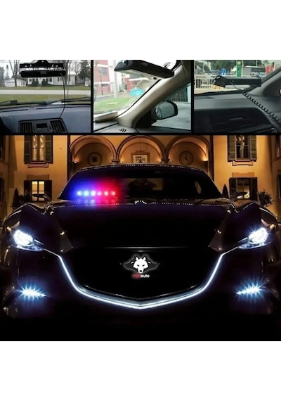 12 Ledli Kırmızı Mavi Çakar Led Vantuzlu Araç İçi