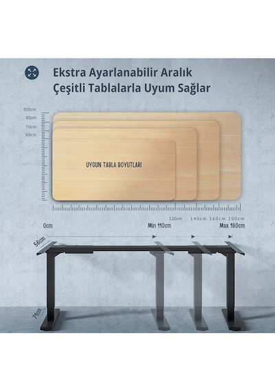 Vesamax Elektrikli Yüksekliği Ayarlanabilir Masa Ayağı Çift Motor Vesamax Elektrikli Yüksekliği Ayarlanabilir Masa Ayağı Çift Motor