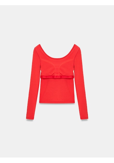 Dilvin 33237 Bra-free Uzun Kollu Top Kırmızı