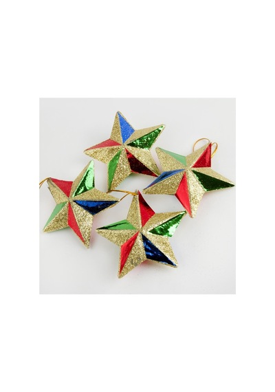4 - 237 - Adet Simli Yıldız Yılb Ağaç Süsü - Csmo-tex - 7 Cm-sarı Diğer