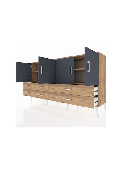 Hyperion Konsol 6 Raflı 6 Çekmeceli 4 Kapaklı 176x44x99 Çam-antra Çam-antrasit/çam Hyperion Konsol 6 Raflı 6 Çekmeceli 4 Kapaklı 176x44x99 Çam-antra Çam-antrasit/çam