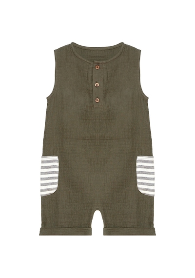 Denokids Erkek Bebek Çocuk Yeşil Müslin Tulum Renkli Çok Renkli
