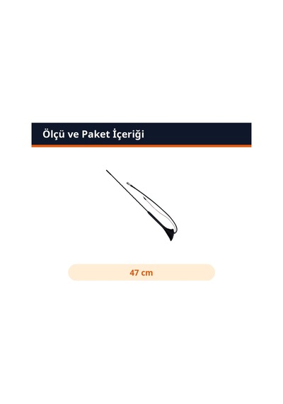 Trobus Volkswagen Uyumlu Oto Anten Kablolu Çubuk Tip 47 Cm Siyah