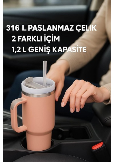 316 L Çelik 1,2 L Pembe Pipetli El Termos Mug Sızdırmazlık Yok Cin856pm Diğer