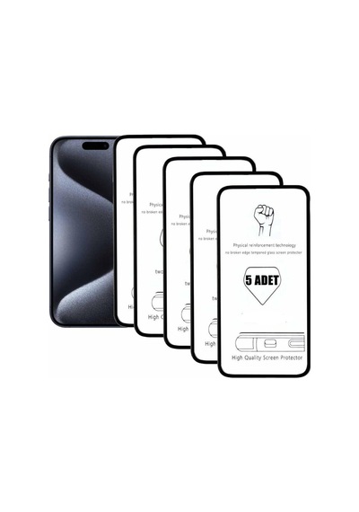 Bzontech Apple iPhone 15 Pro Uyumlu İle Ekran Koruyucu Tam Kaplayan 5li Set