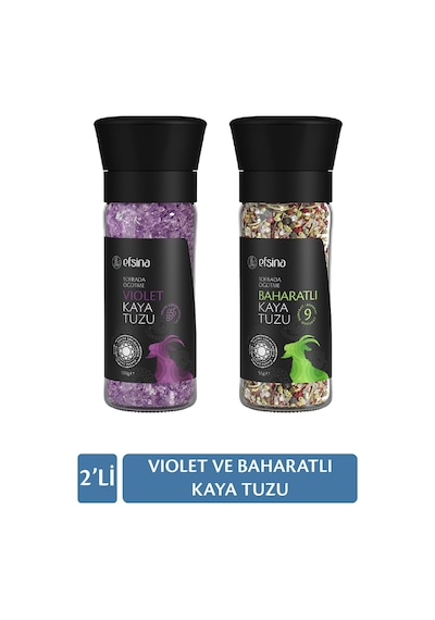 Efsina Violet ve 8 Baharatlı Kaya Tuzu Gurme Tuz 2'li Set