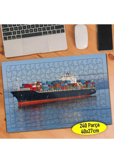 Konteyner Yük Gemisi 240 Parça Puzzle Yapboz Tablo-40985236