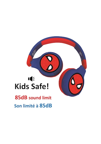 Spiderman 2-in-1 Bluetooth Stereo Kids Headset, Kablosuz, Kablolu, Limited Sound, Foldable, Ayarlanabilir, Girl/boy, Red/blue, Hpbt010sp
