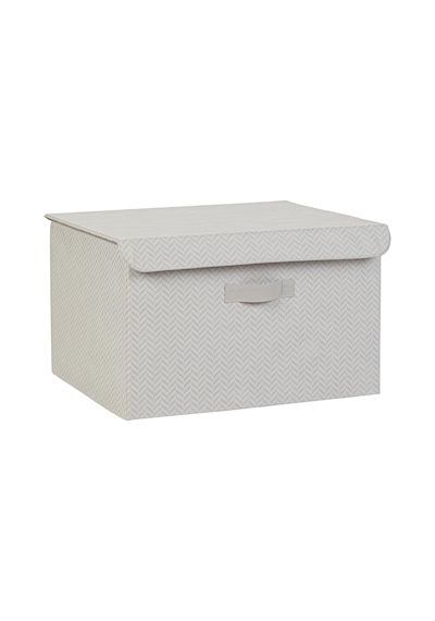 Gri Balıksırtı Kapaklı Kutu 48 X 40 X 30 Cm Açık Ahşap