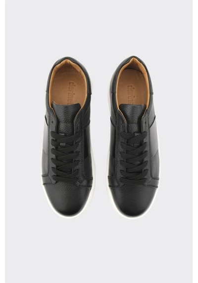 Derinet Comfort Taban Hakiki Deri Erkek Sneaker Siyah Beyaz Siyah Beyaz