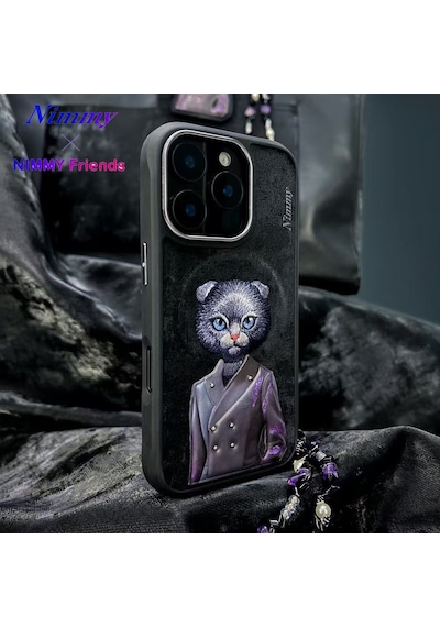 Samsung Uyumlu Galaxy S25 Ultra Magsafe 3d Gerçek Nakışlı Kedi Figürlü Fashion Kılıf Şeffaf