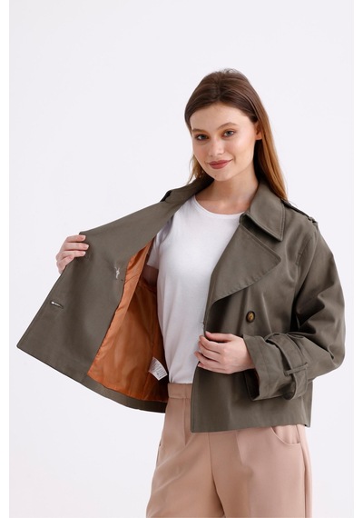 Pastelastore %100 Pamuk Gabardin Astarlı Oversize Geniş Kalıp Kadın Crop Kısa Trençkot 1122 Haki Pastelastore %100 Pamuk Gabardin Astarlı Oversize Geniş Kalıp Kadın Crop Kısa Trençkot 1122 Haki