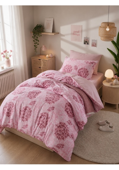 Mystory Home Lastikli Çarşaflı Tek Kişilik Nevresim Takımı Elegant Pink Mor Pembe