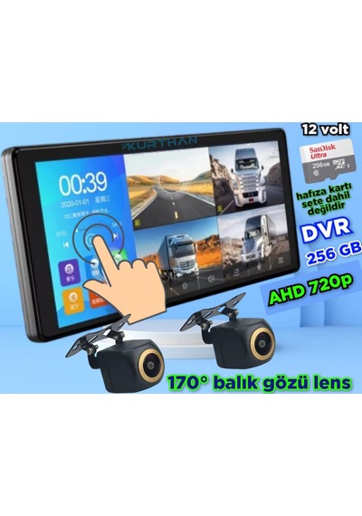 2 Adet Balık Gözü 720p Ahd 170'' Kamera Dokunmatik 10.36'' Video Müzik Dvr Ekran Seti 12 V