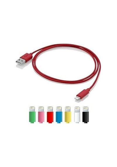 Renkli Iphone 5 5s 6 6s Usb Data Kablosu - Kırmızı